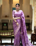 Soft Banarasi Silk Saree With Bewitching Blouse Piece - PURPLE