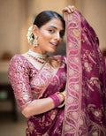 Soft Banarasi Silk Saree With Bewitching Blouse Piece - MAROON