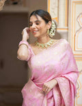 Soft Banarasi Silk Saree With Bewitching Blouse Piece - LIGHT PINK