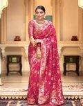 Soft Banarasi Silk Saree With Bewitching Blouse Piece - RANI PINK