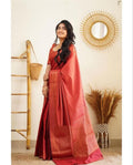 Beautiful Kanjivaram Woven Silk Saree With Blouse Piece - Red