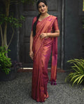 Traditional Kanjivaram Woven Silk Saree With Blouse Piece - Rani Pink