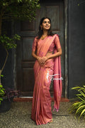 Traditional Kanjivaram Woven Silk Saree With Blouse Piece - Baby Pink
