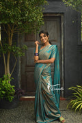 Traditional Kanjivaram Woven Silk Saree With Blouse Piece  -  Sea Green