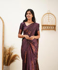 Wedding Wear Kanjivaram Woven Silk Saree With Blouse Piece - Wine