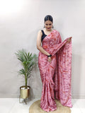 Party Wear 1-Min Georgette Ready To Wear Saree With Blouse Piece - PINK