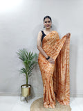 Party Wear 1-Min Georgette Ready To Wear Saree With Blouse Piece - ORANGE