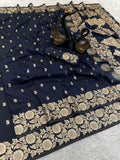 Pure Soft Banarasi Silk Saree - navy