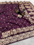 Pure Soft Banarasi Silk Saree - wine