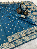 Pure Soft Banarasi Silk Saree - sky-blue