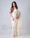 New Fancy Soft Crepe Silk Saree - off-white