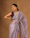 Embroidered, Dyed Bollywood Tissue Saree - l-purpul