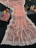 Embroidered, Dyed Bollywood Tissue Saree - pink