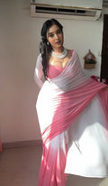 1-Min Georgette Ready To Wear Saree With Blouse Piece - barbie pink