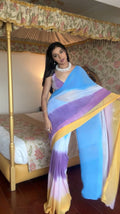 1-Min Georgette Ready To Wear Saree With Blouse Piece lavender multicolor